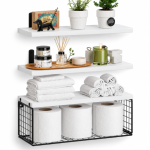 Bathroom Shelves Over Toilet With Storage Basket