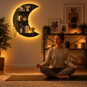 Crescent Moon Shelf With LED Light 1