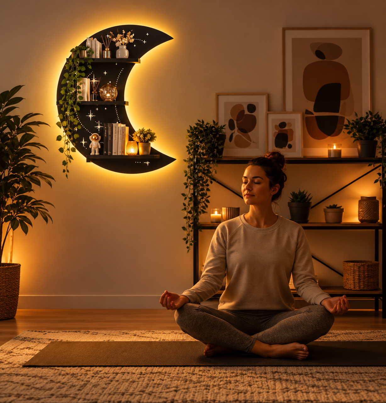 Crescent Moon Shelf With LED Light 1 Crescent Moon Shelf With LED Light 1