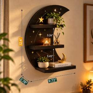 Crescent Moon Shelf With LED Light 2