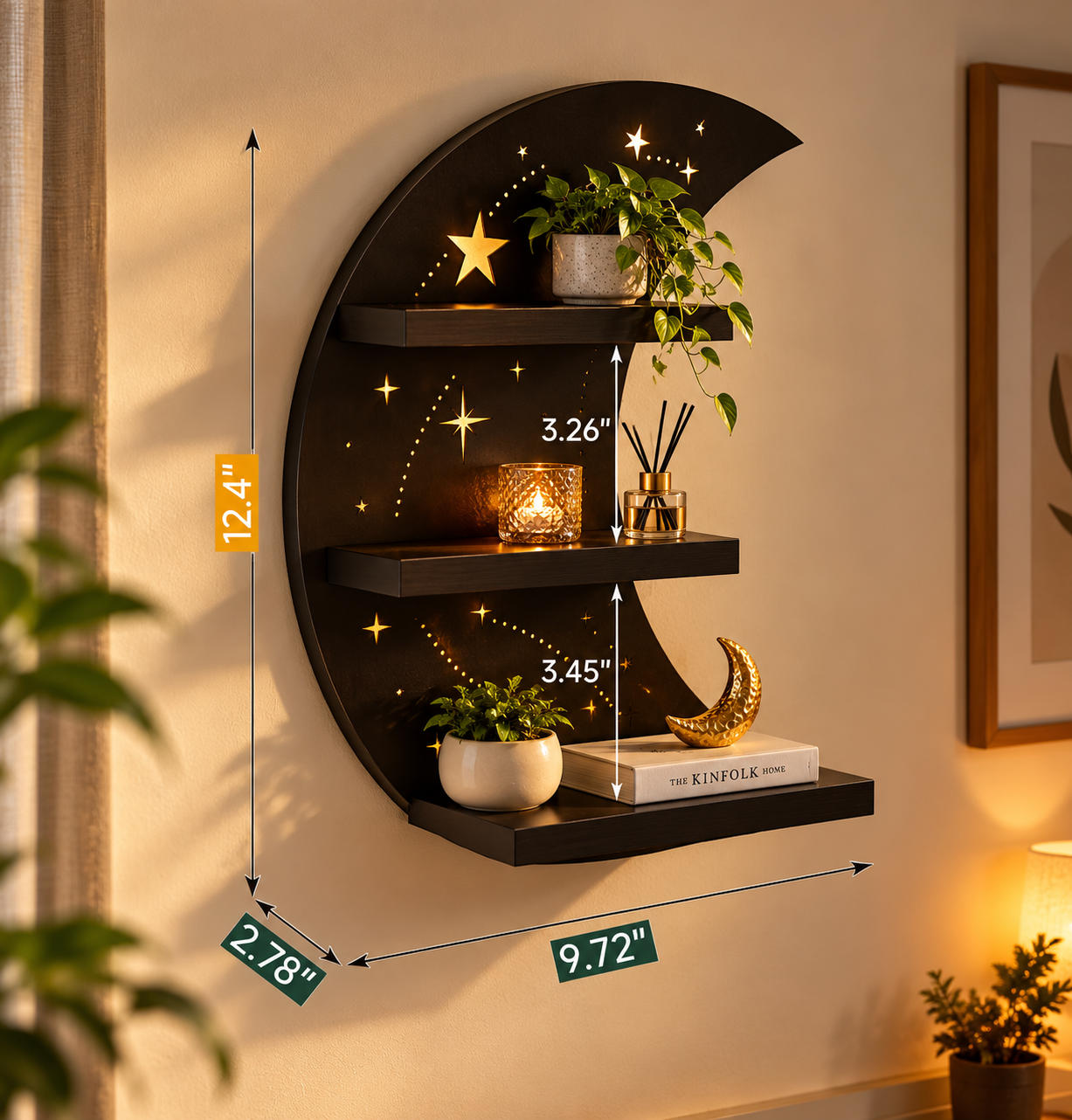 Crescent Moon Shelf With LED Light 2 Crescent Moon Shelf With LED Light 2