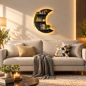 Crescent Moon Shelf With LED Light 4