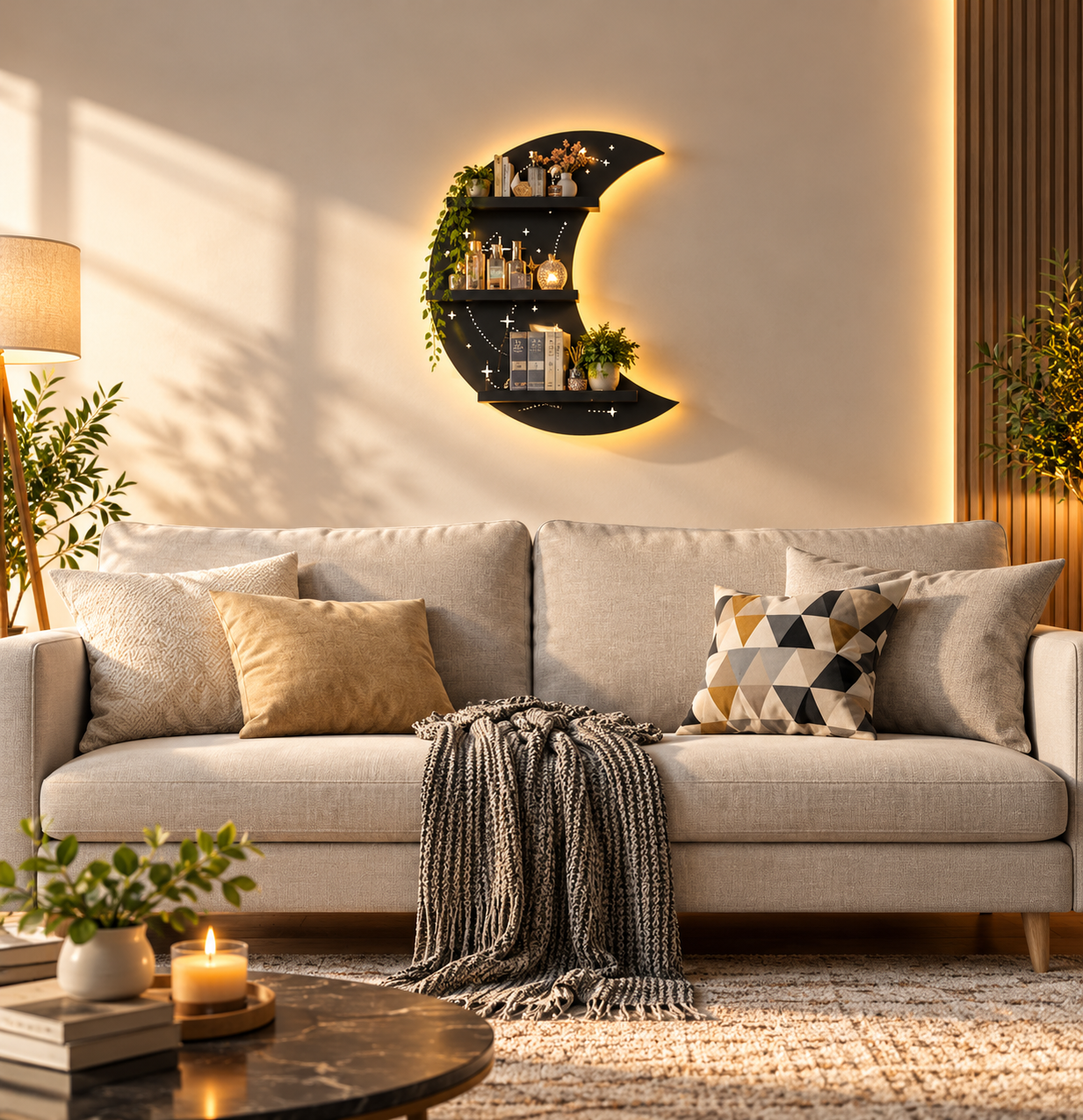 Crescent Moon Shelf With LED Light 4 Crescent Moon Shelf With LED Light 4