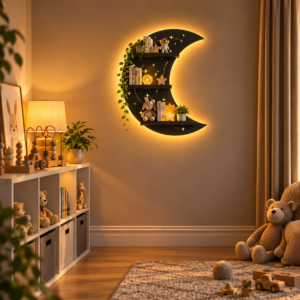 Crescent Moon Shelf With LED Light 5