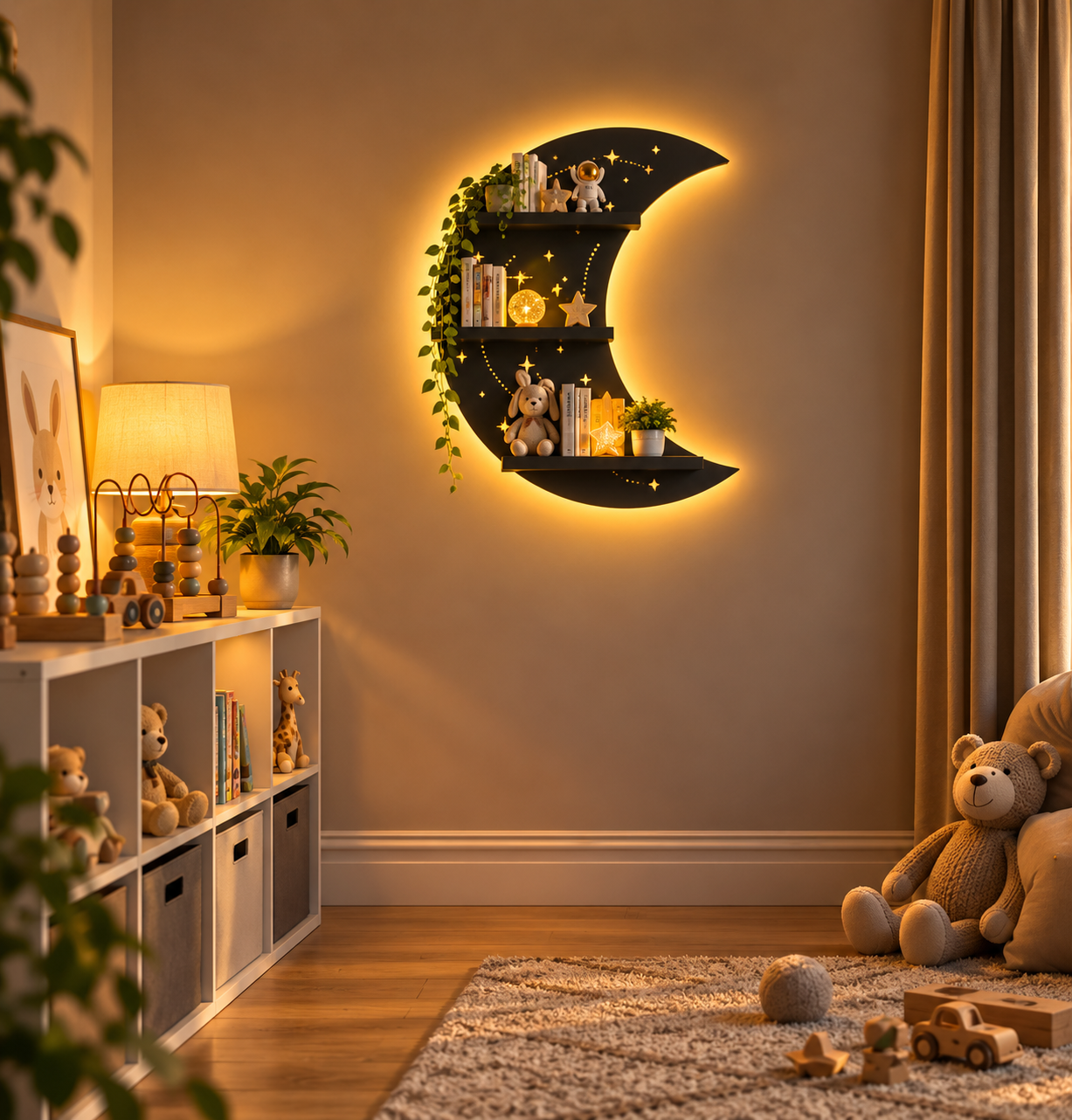Crescent Moon Shelf With LED Light 5 Crescent Moon Shelf With LED Light 5