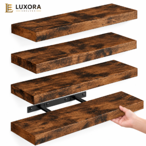 Floating Shelves Set of 4, 15.8 Inch Rustic Brown