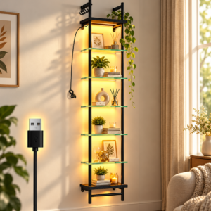 Crescent Moon Shelf With LED Light 10