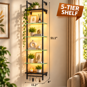Crescent Moon Shelf With LED Light 12