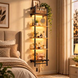Crescent Moon Shelf With LED Light 2