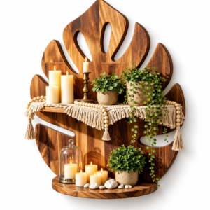 Palm leaf wall shelf