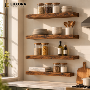 Warm Rustic Kitchen Shelves