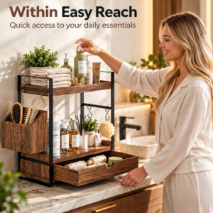 Wooden Countertop Organizer With Drawer 1