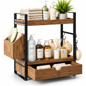 Wooden Countertop Organizer With Drawer