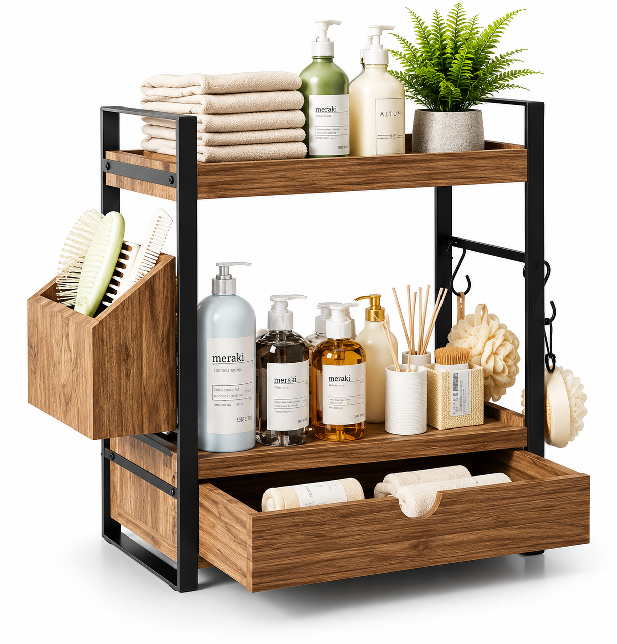 Wooden Countertop Organizer With Drawer Wooden Countertop Organizer With Drawer